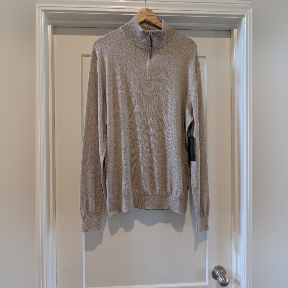 NEW Christian LaCroix Men's Beige Sweater Pullover Quarter Zip NWT